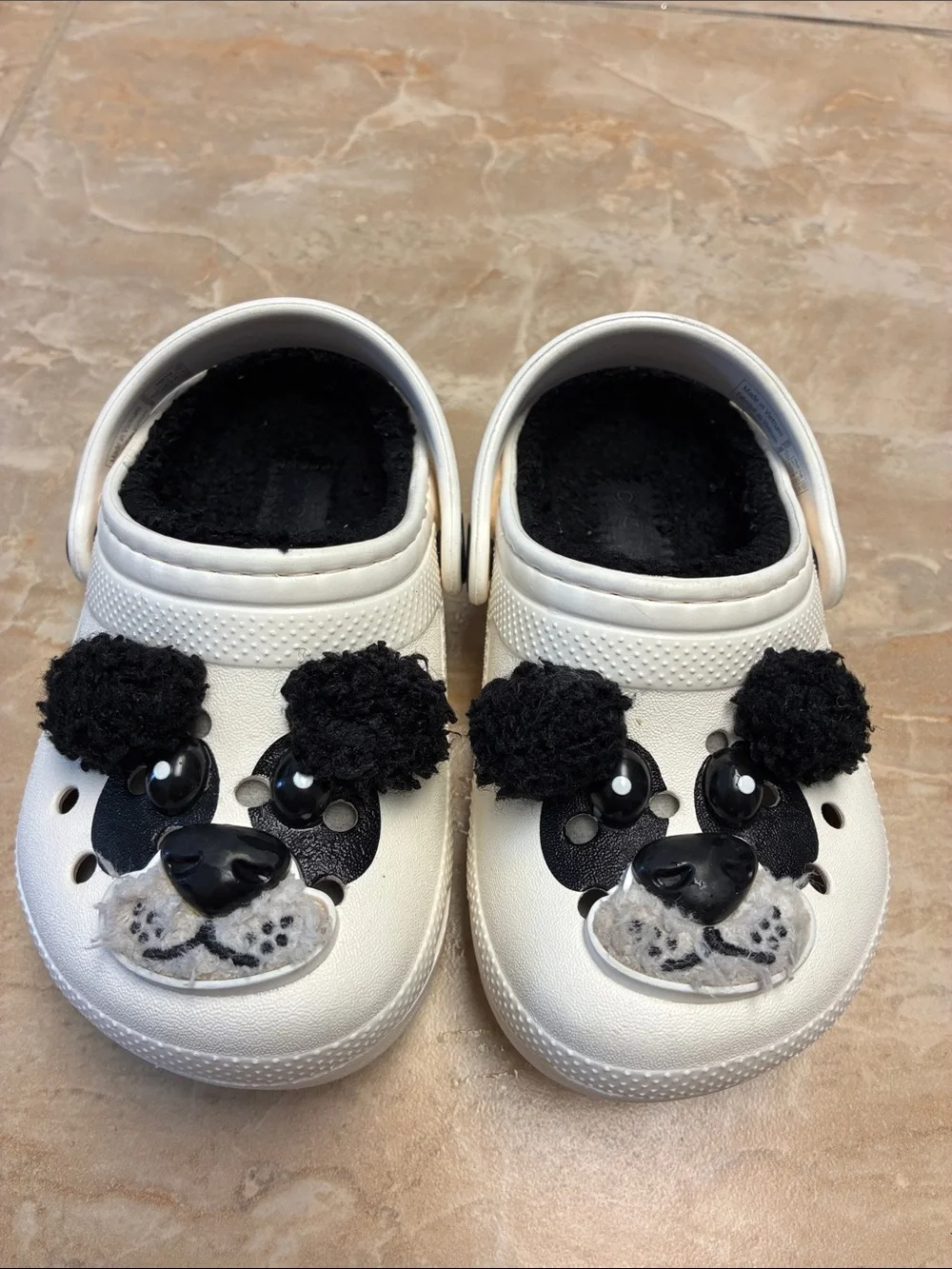 Toddler size 7 CROCS Clogs White Panda Shoes